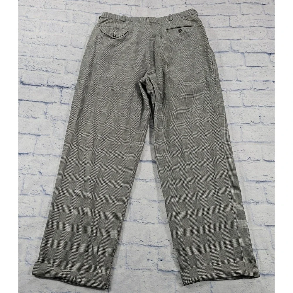 Polo Golf US OPEN 2000 Trousers Men 35x31 Gray Glen Plaid Pleated Cuff Pants VTG